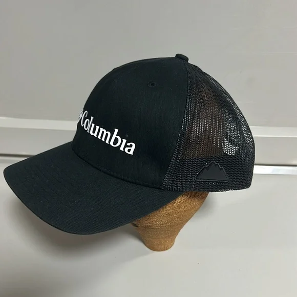 Columbia Mesh Raised 3D Logo Truckers SnapBack Mountain Hat Black White OSFM - Picture 2 of 6